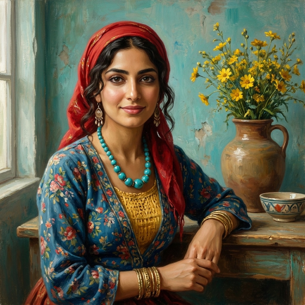 پرامپت دختر گیلانی با لباس سنتی | AI Image Prompt